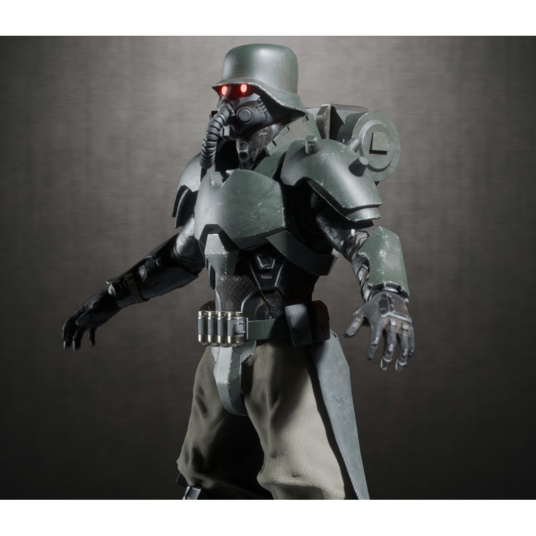 Armored Soldier 3D Model – PBR Rigged Character, Game Ready - View 4