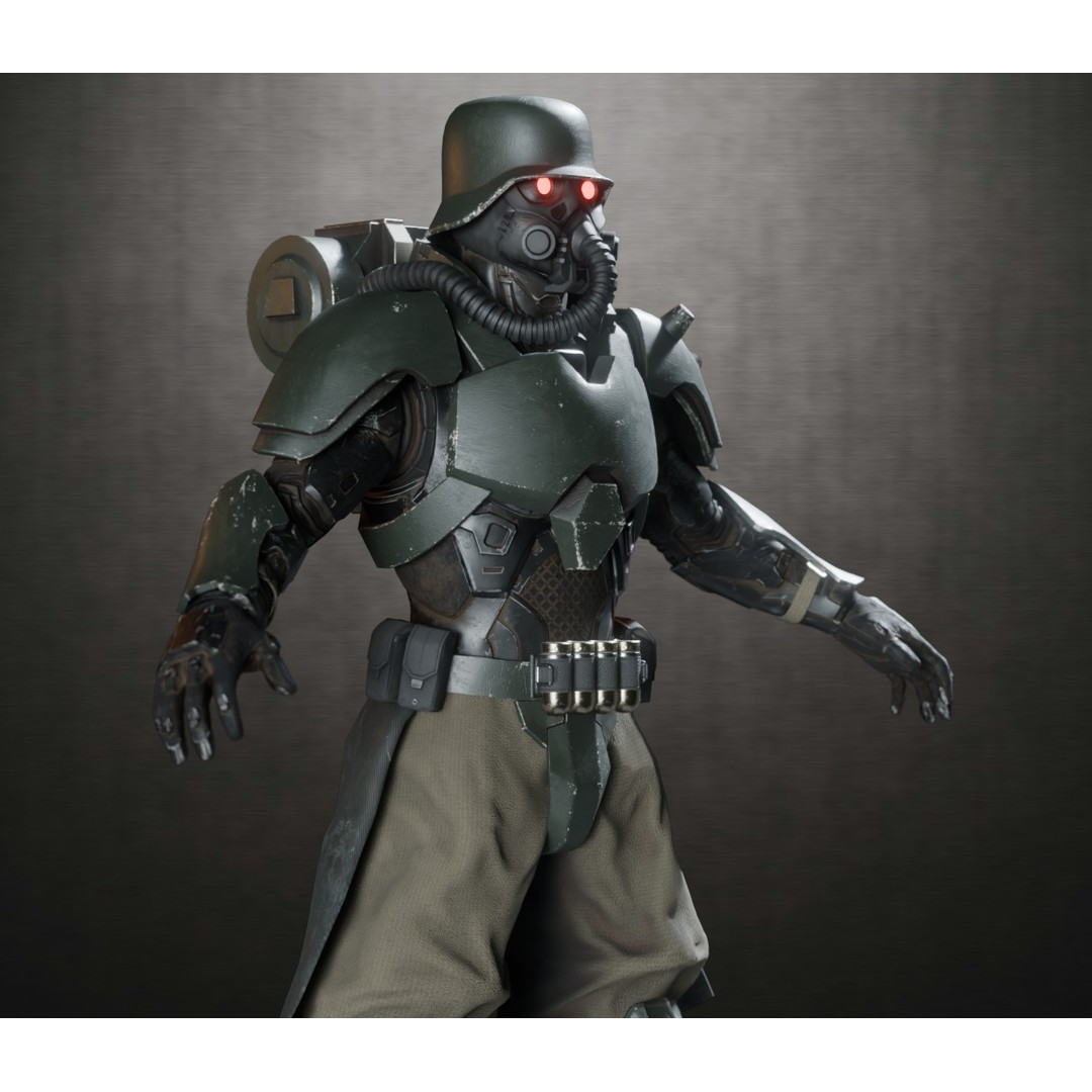 Armored Soldier 3D Model – PBR Rigged Character, Game Ready - View 6