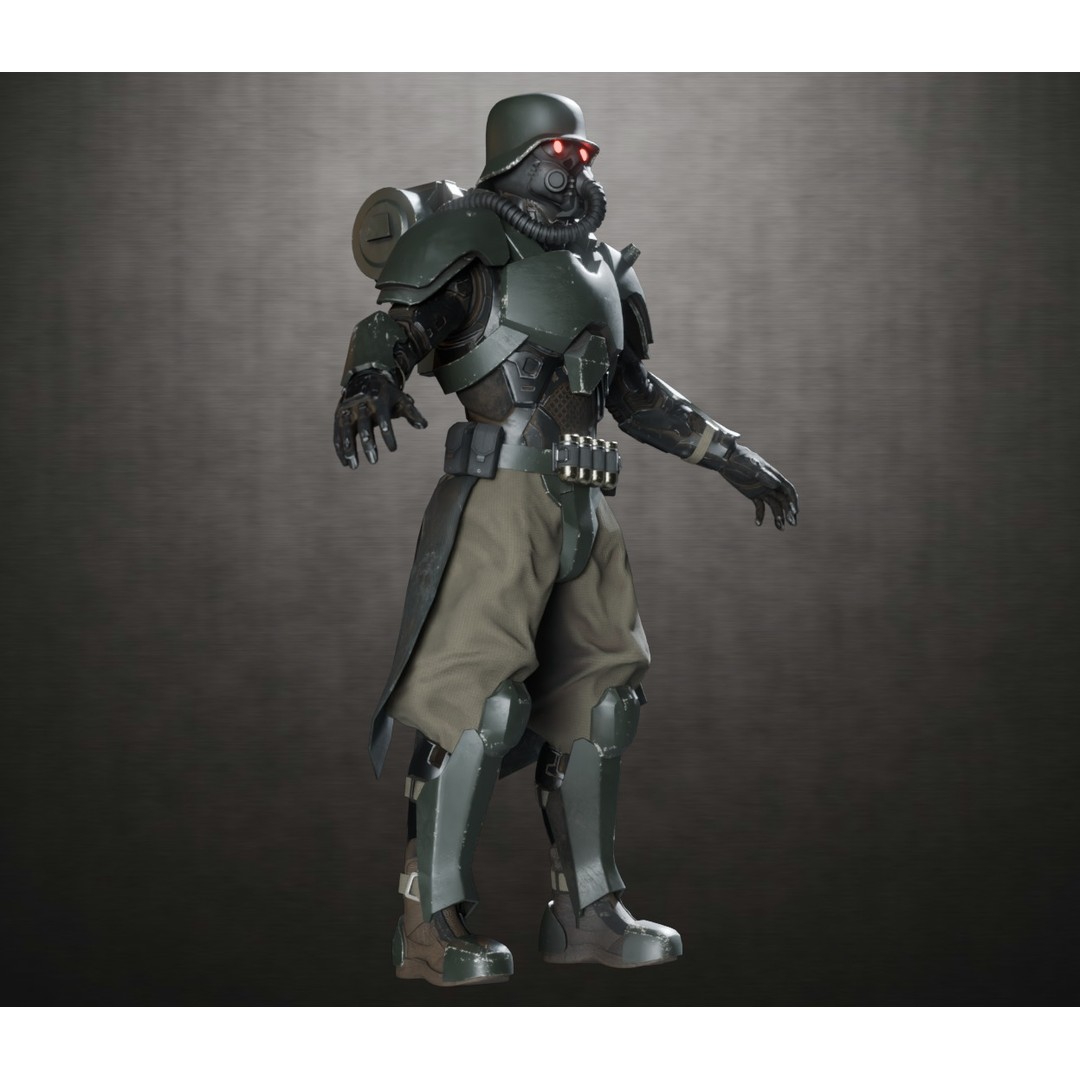 Armored Soldier 3D Model – PBR Rigged Character, Game Ready - View 7
