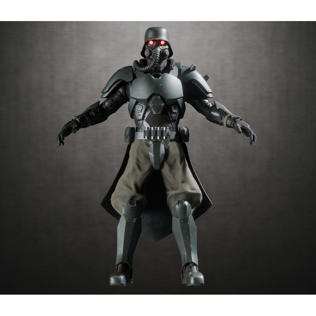 Armored Soldier 3D Model – PBR Rigged Character, Game Ready - View 8