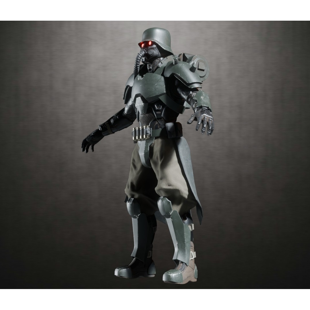 Armored Soldier 3D Model – PBR Rigged Character, Game Ready - View 9