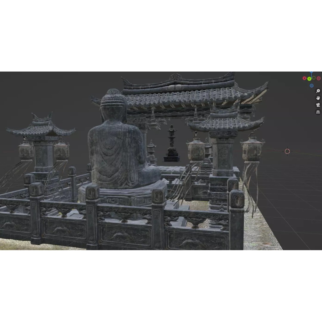 Temple Sculpture 3D Model – Ancient Art Design, FBX Game Asset - View 15