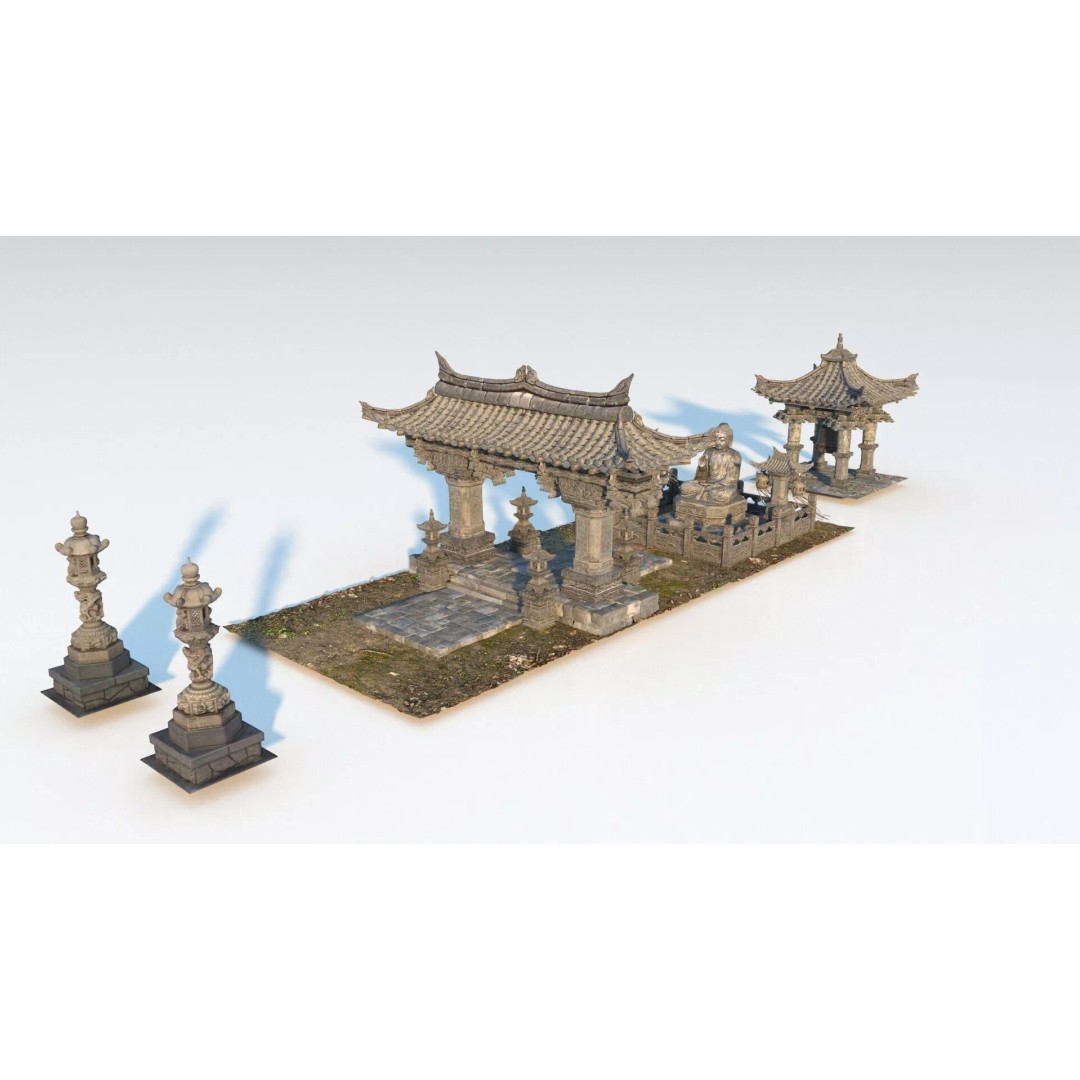 Temple Sculpture 3D Model – Ancient Art Design, FBX Game Asset - View 2
