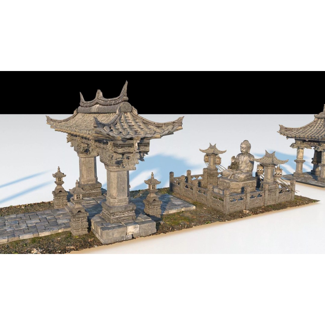 Temple Sculpture 3D Model – Ancient Art Design, FBX Game Asset - View 5