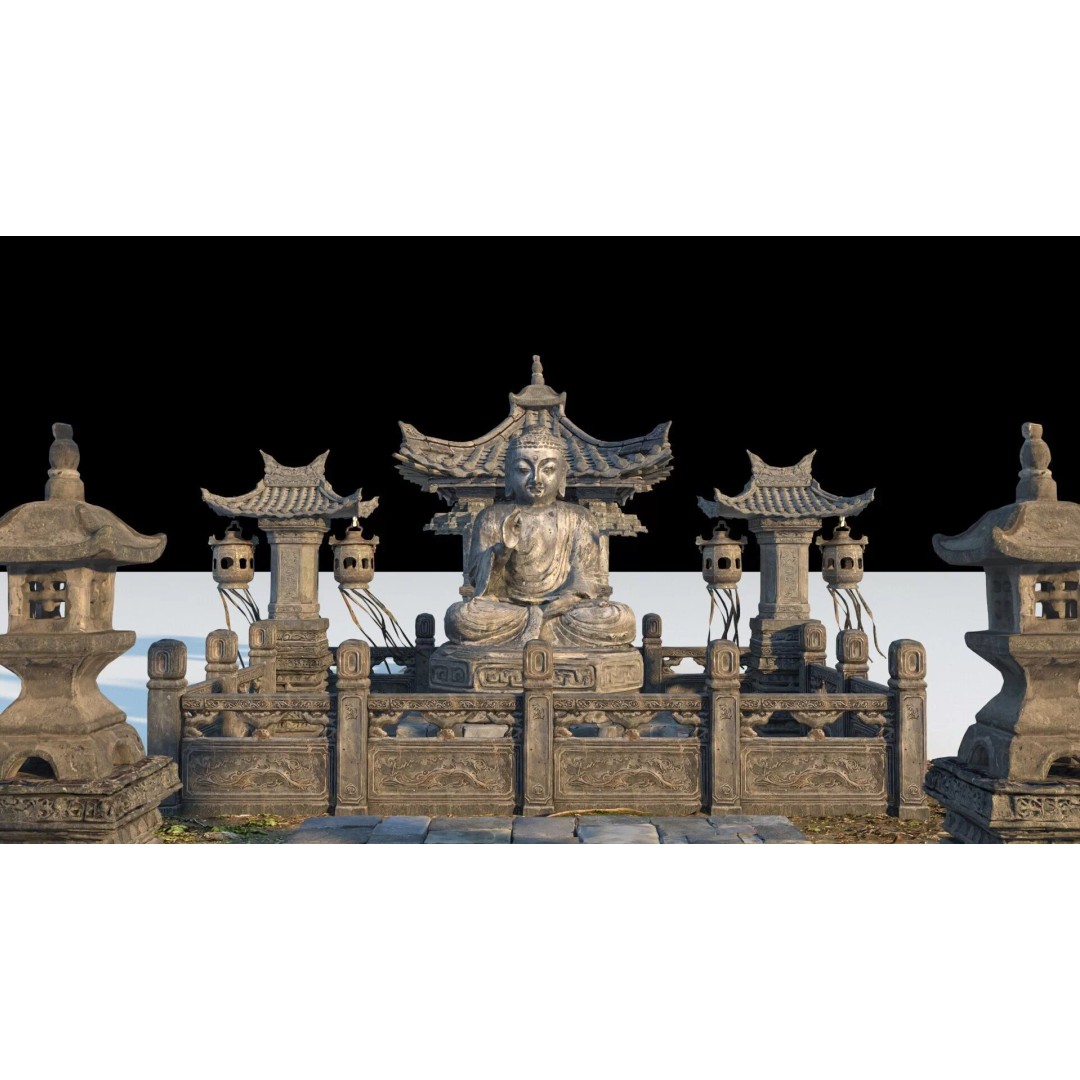 Temple Sculpture 3D Model – Ancient Art Design, FBX Game Asset - View 8