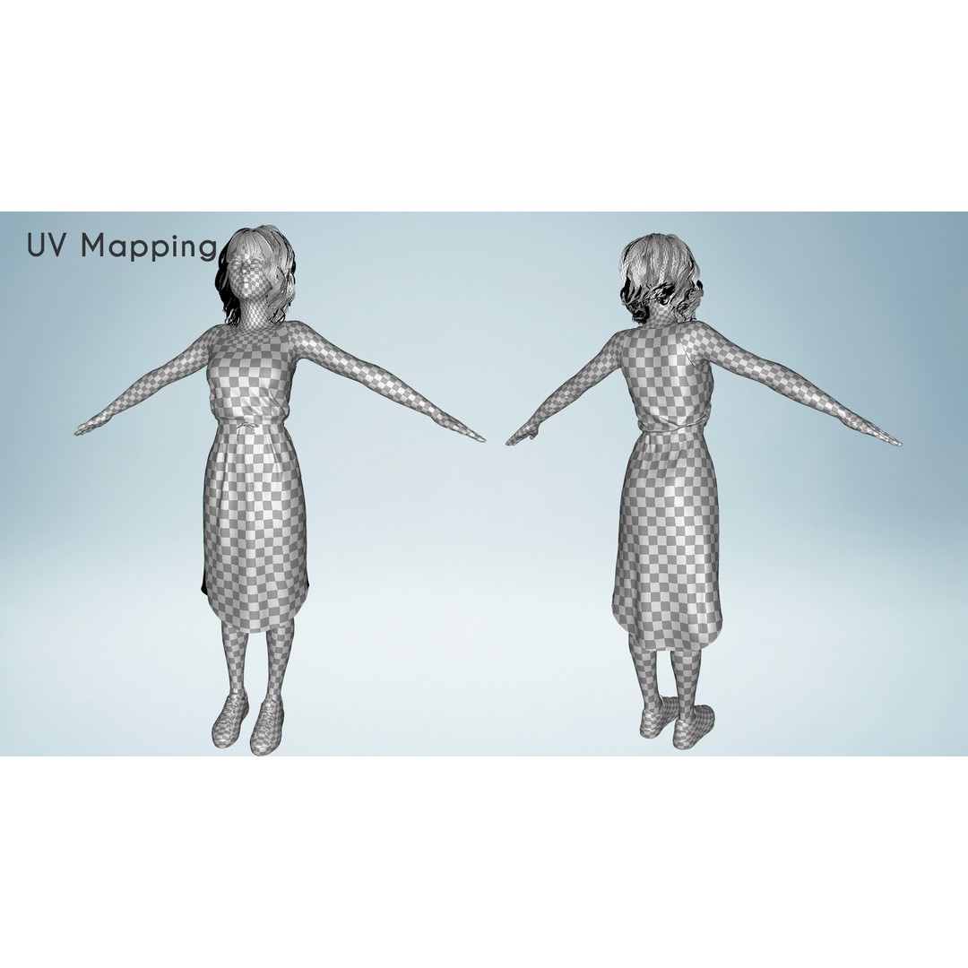 Realistic Mother Woman 3D Model – Low Poly Rigged Character, FBX - View 25