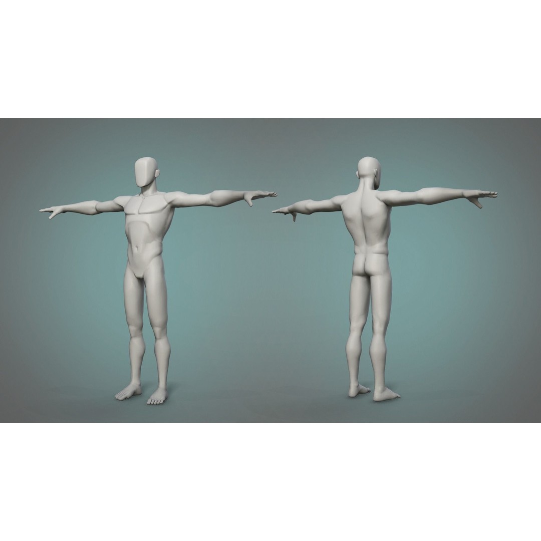 Stylized Male and Female Basemesh 3D Model – Low Poly Character Asset, FBX - View 3