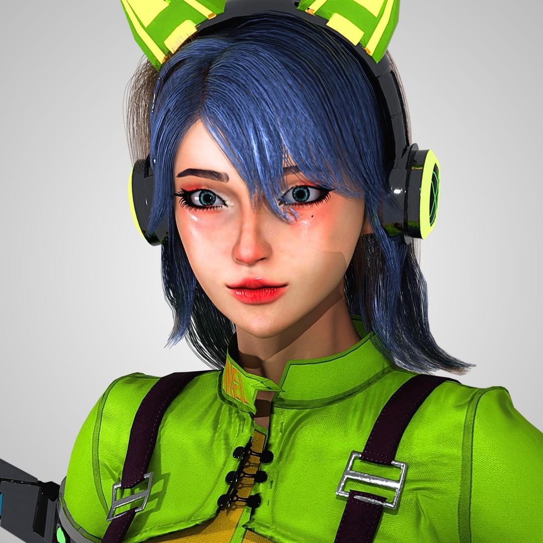 Futuristic Girl 3D Model – Game Ready Low-Poly Character, FBX, Blender
