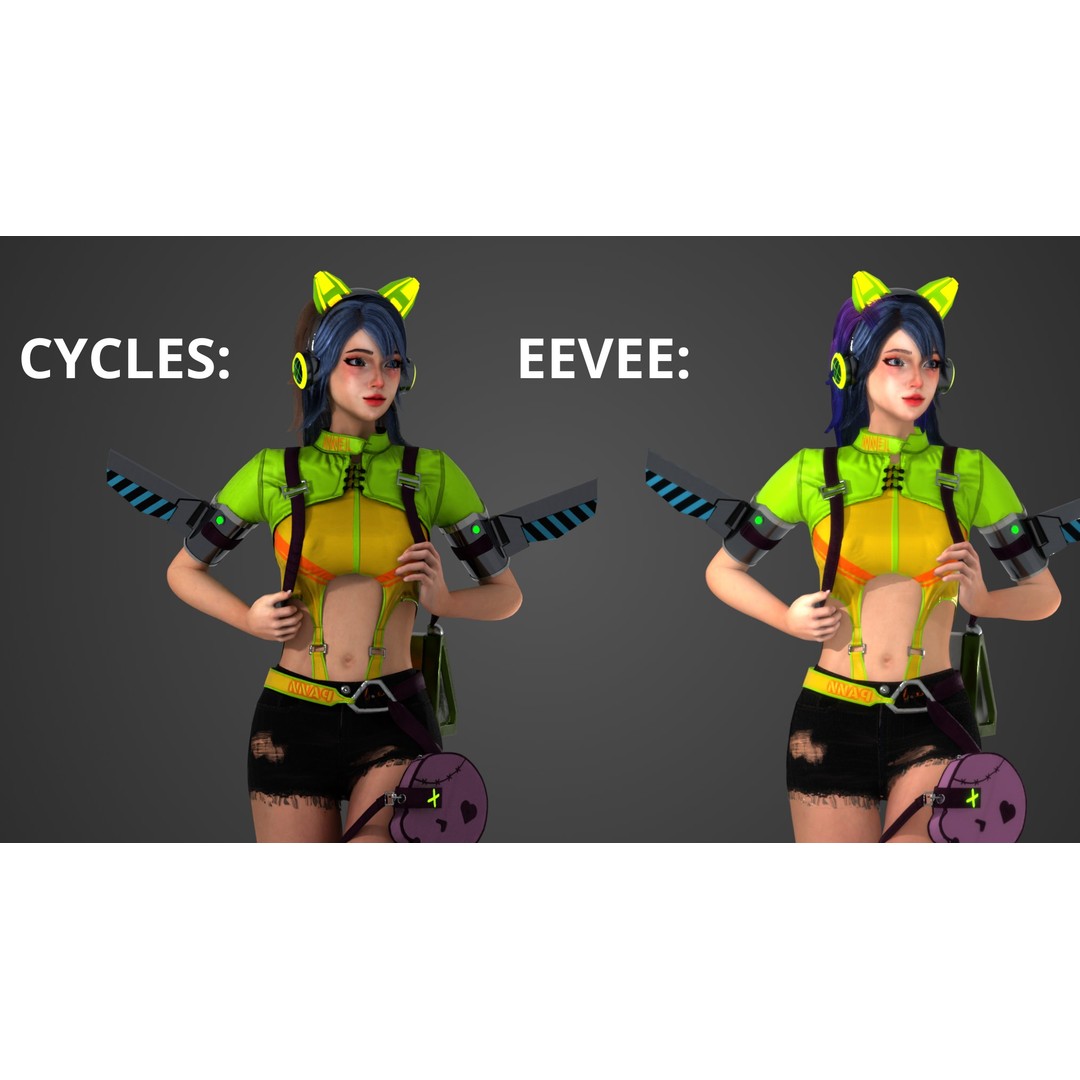 Futuristic Girl 3D Model – Game Ready Low-Poly Character, FBX, Blender - View 4