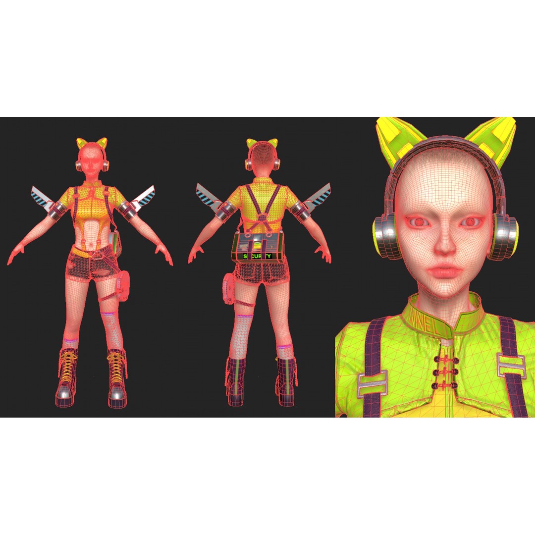 Futuristic Girl 3D Model – Game Ready Low-Poly Character, FBX, Blender - View 8