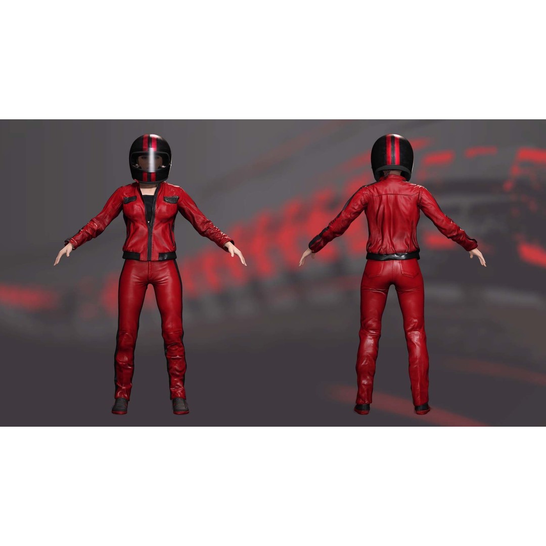 Realistic Biker 3D Model – Low Poly Game-Ready Character with Rigging - View 3