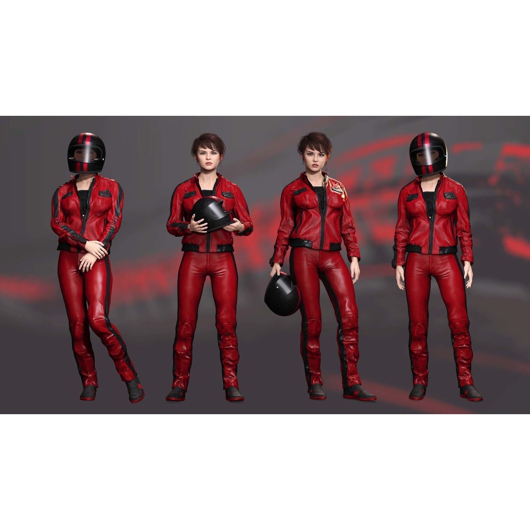 Realistic Biker 3D Model – Low Poly Game-Ready Character with Rigging - View 4
