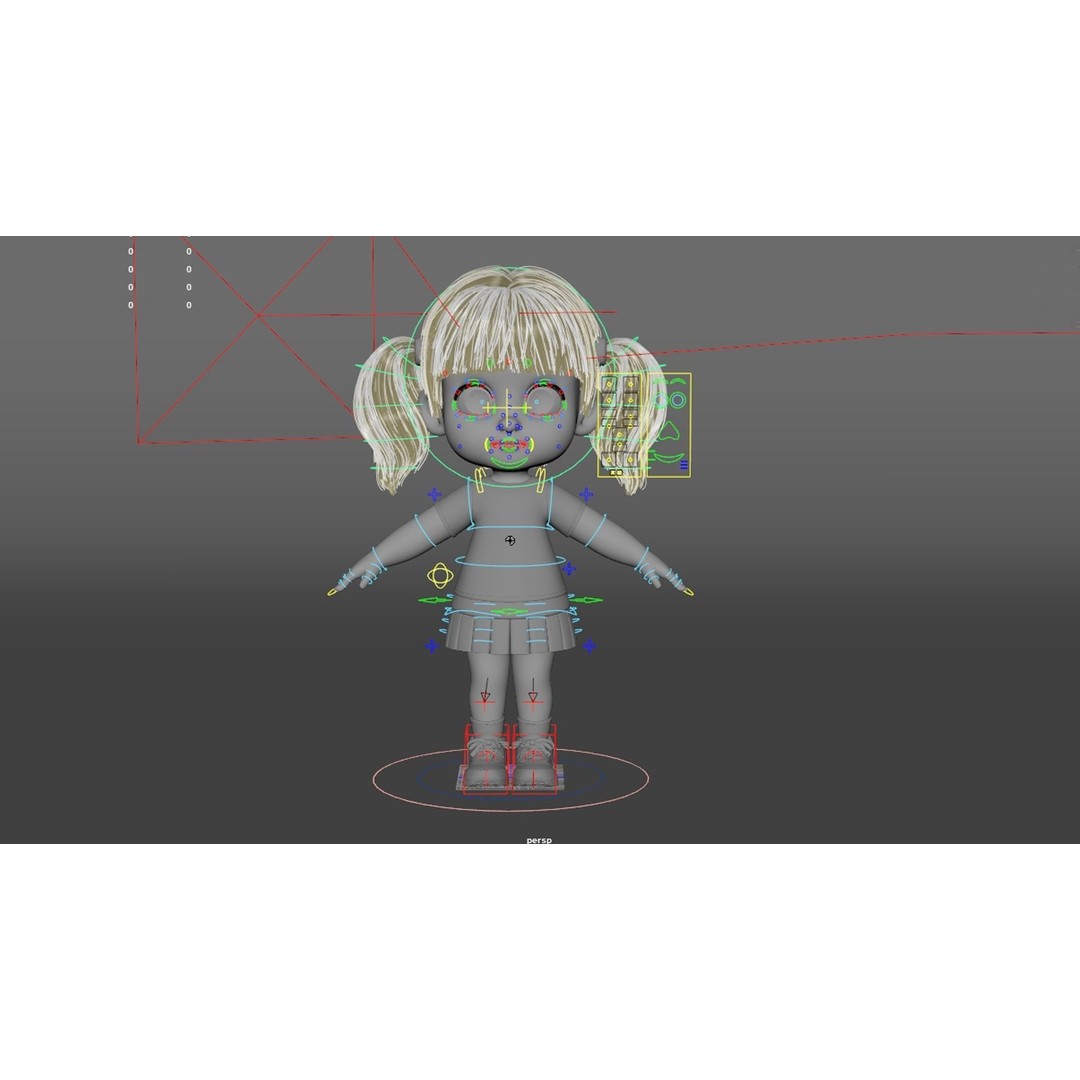 Cute Cartoon Girl Sister 3D Model – Rigged Character with PBR Textures