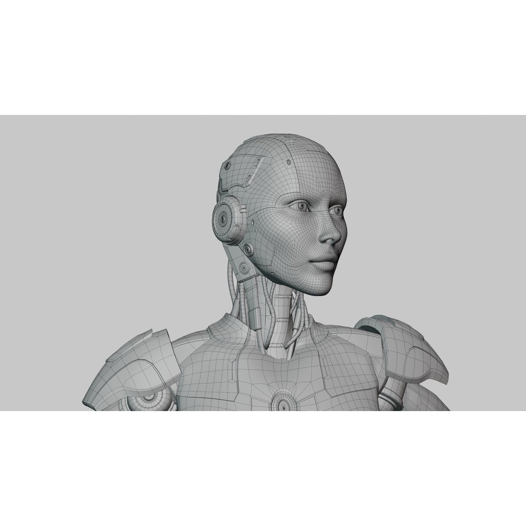 Female Android 3D Model – Low Poly Rigged Character, Blender, FBX - View 11