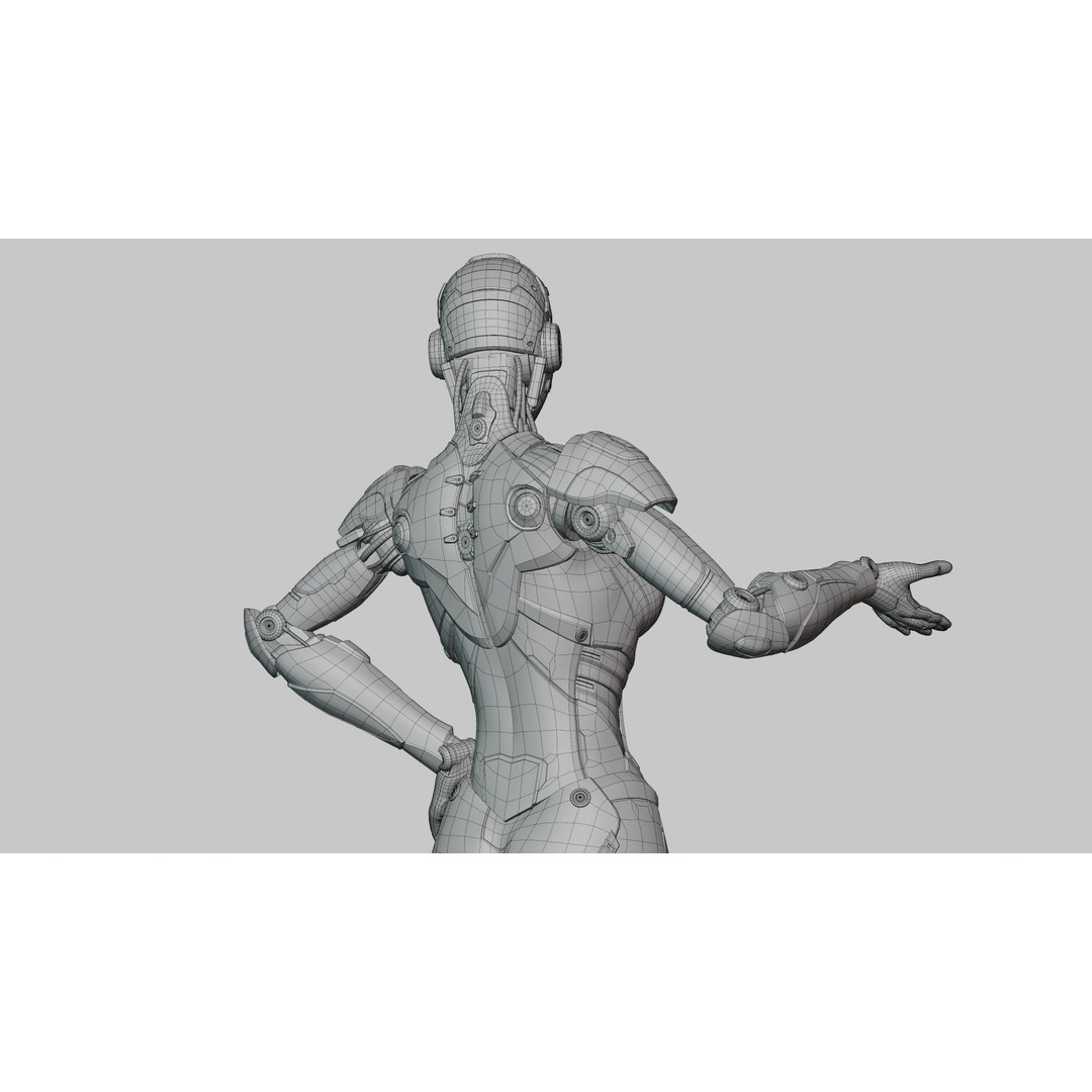 Female Android 3D Model – Low Poly Rigged Character, Blender, FBX - View 12