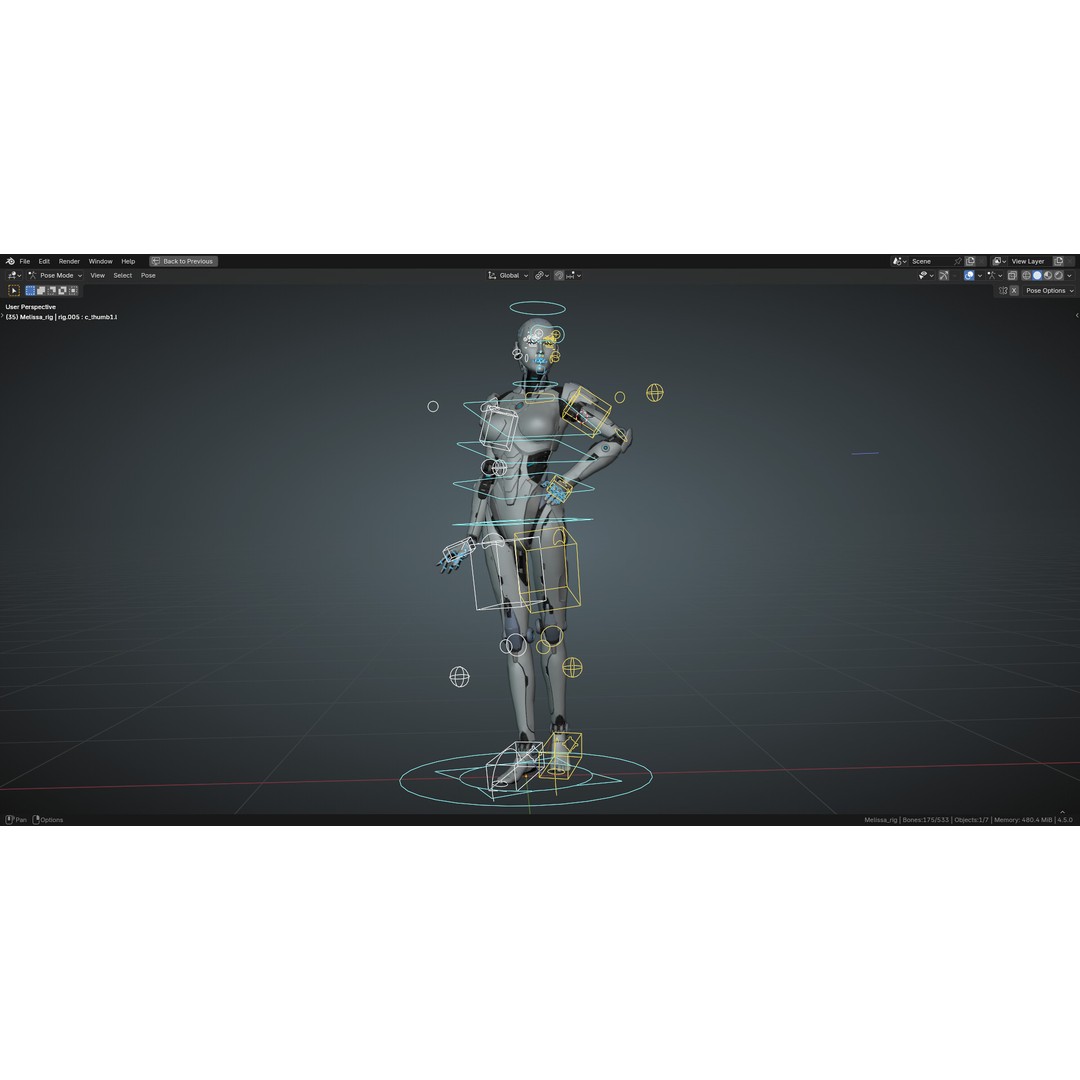 Female Android 3D Model – Low Poly Rigged Character, Blender, FBX - View 15