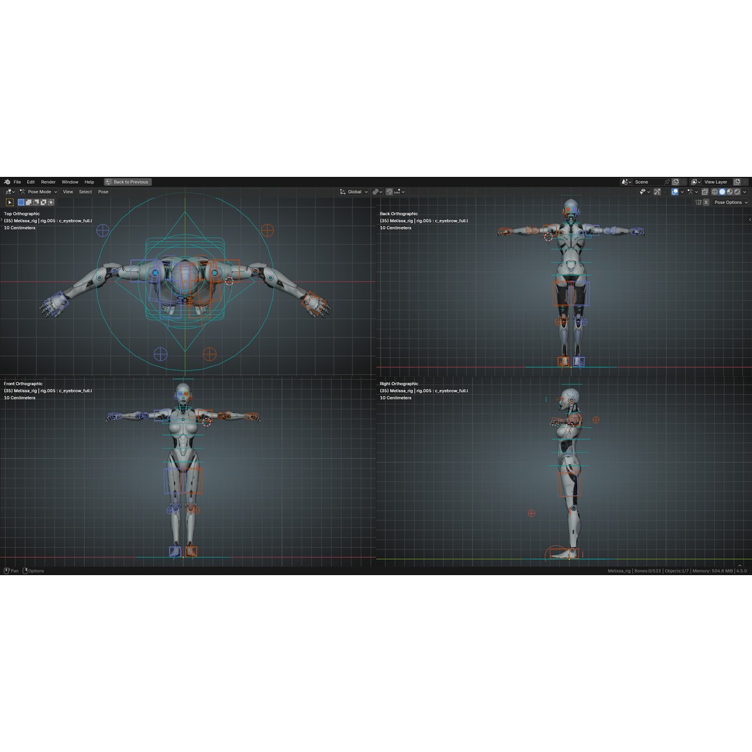 Female Android 3D Model – Low Poly Rigged Character, Blender, FBX - View 17