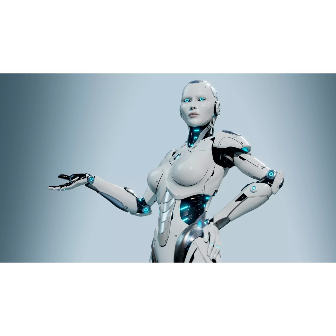 Female Android 3D Model – Low Poly Rigged Character, Blender, FBX - View 2