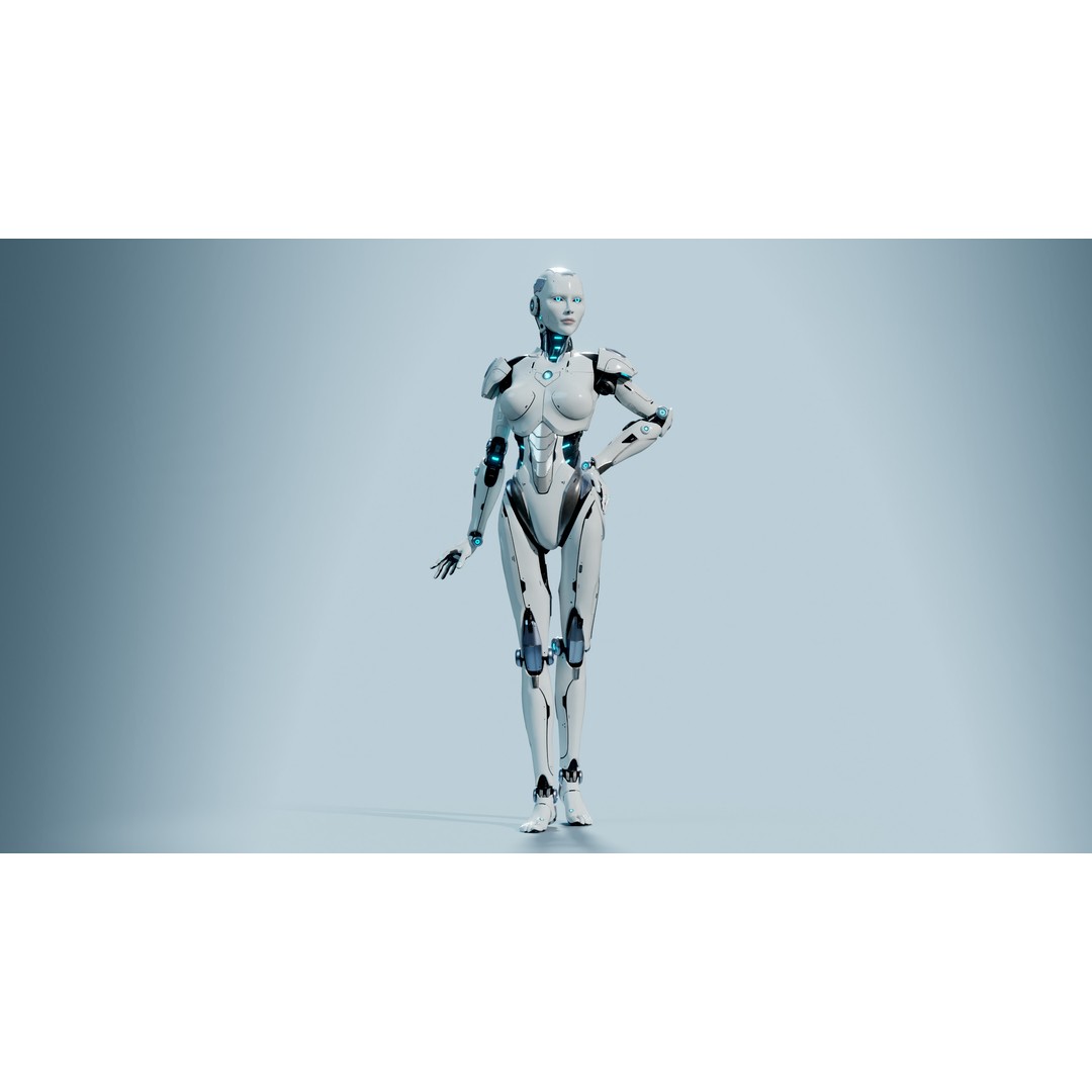 Female Android 3D Model – Low Poly Rigged Character, Blender, FBX - View 3