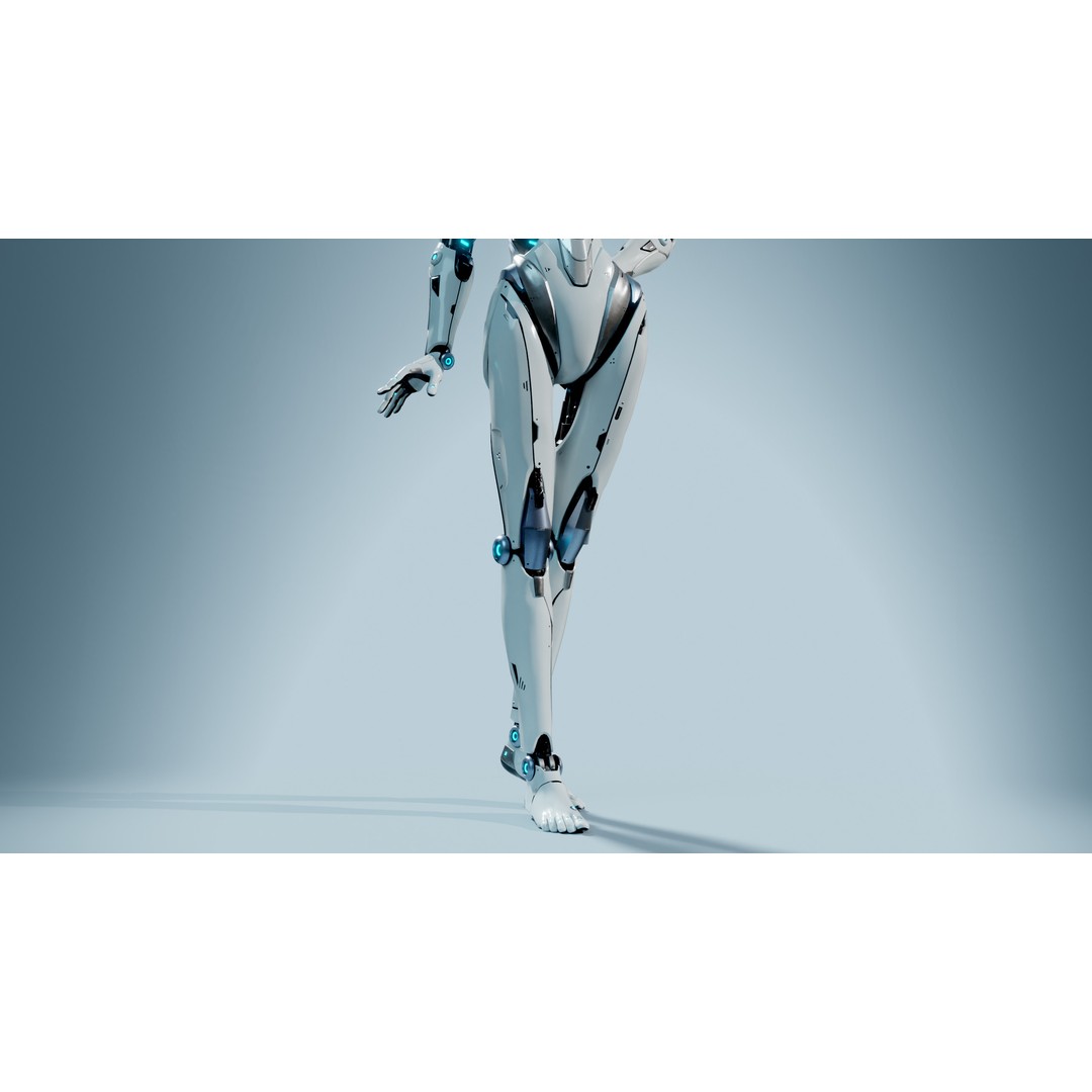 Female Android 3D Model – Low Poly Rigged Character, Blender, FBX - View 7