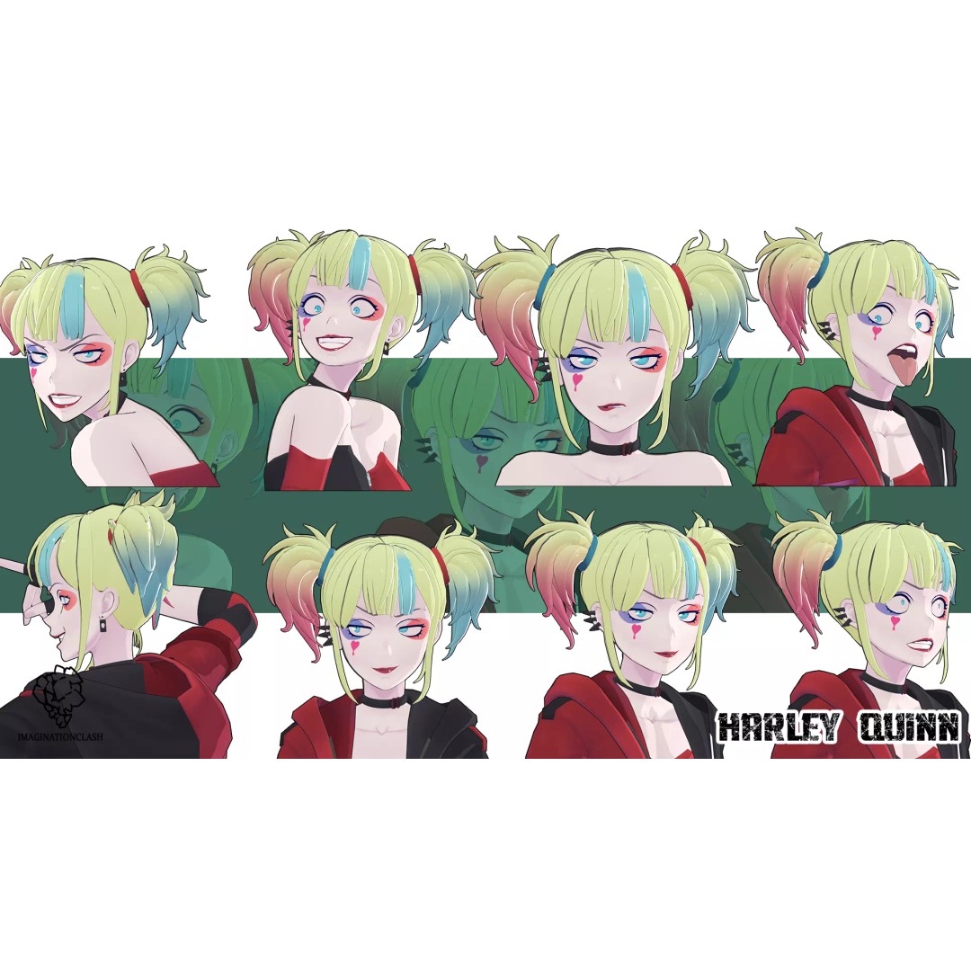 Harley Quinn 3D Model – Isekai Character Rigged for Animation - View 2