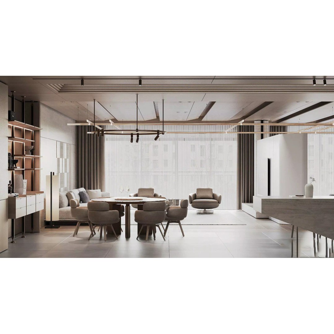 Living Room and Kitchen 3D Model – Realistic Interior Design, PBR Textures - View 3