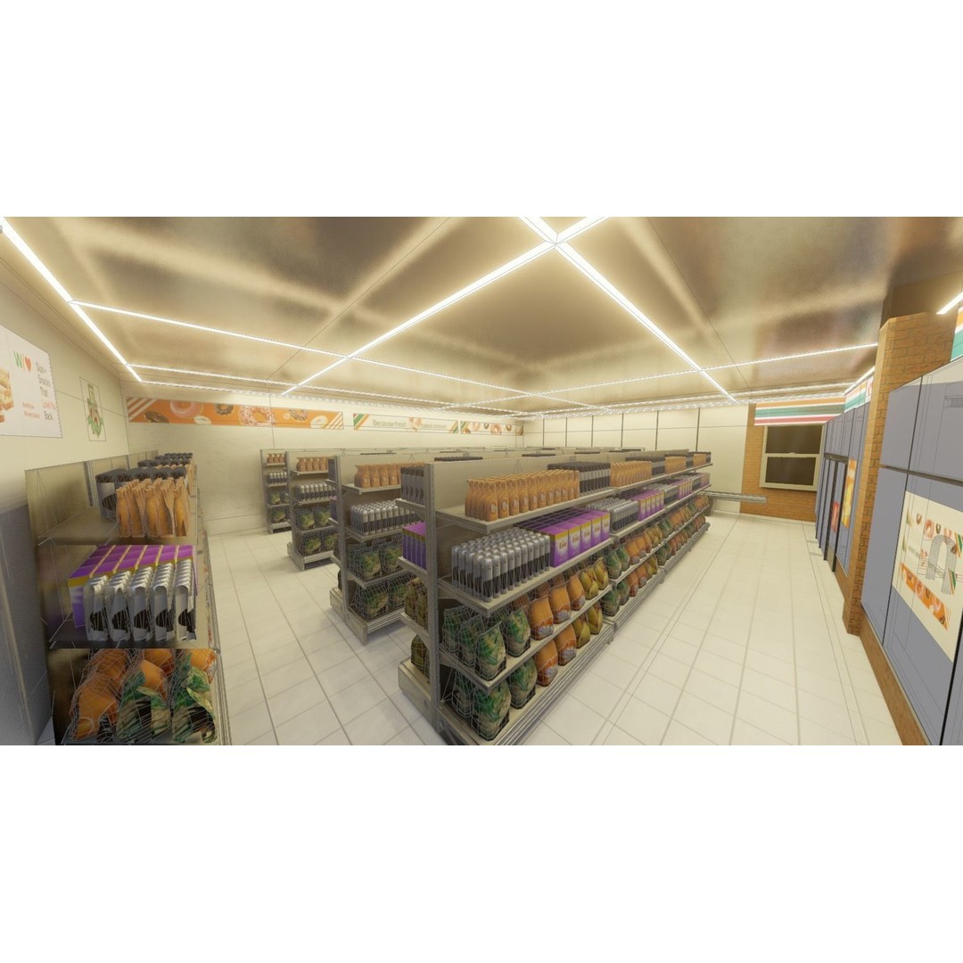 7-Eleven Store 3D Model – Low Poly Game Asset, Blender & FBX - View 13