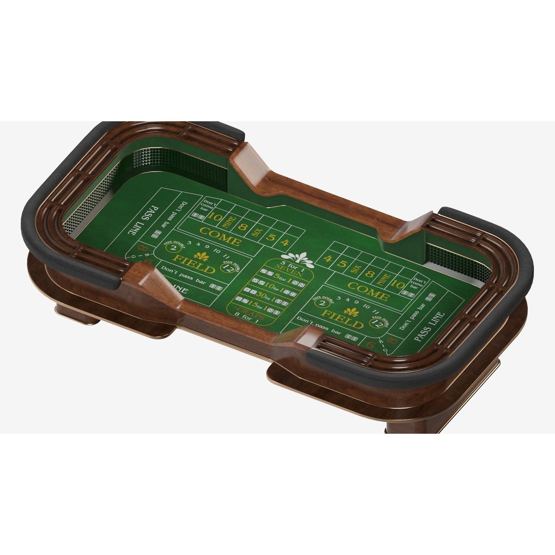 Craps Table 3D Model – Luxury Game Asset, FBX & OBJ Formats - View 3