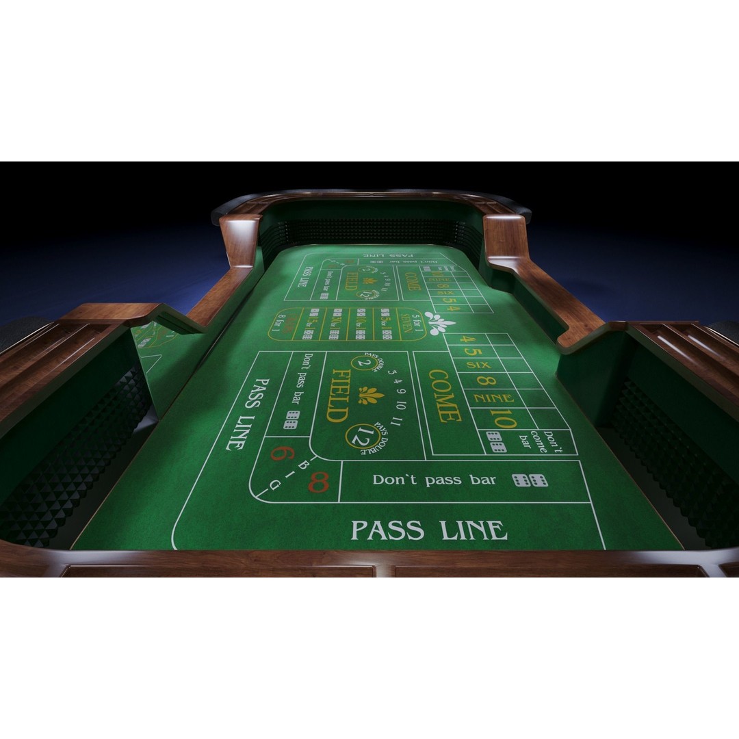Craps Table 3D Model – Luxury Game Asset, FBX & OBJ Formats - View 7