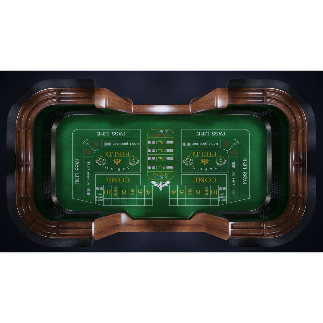 Craps Table 3D Model – Luxury Game Asset, FBX & OBJ Formats - View 8