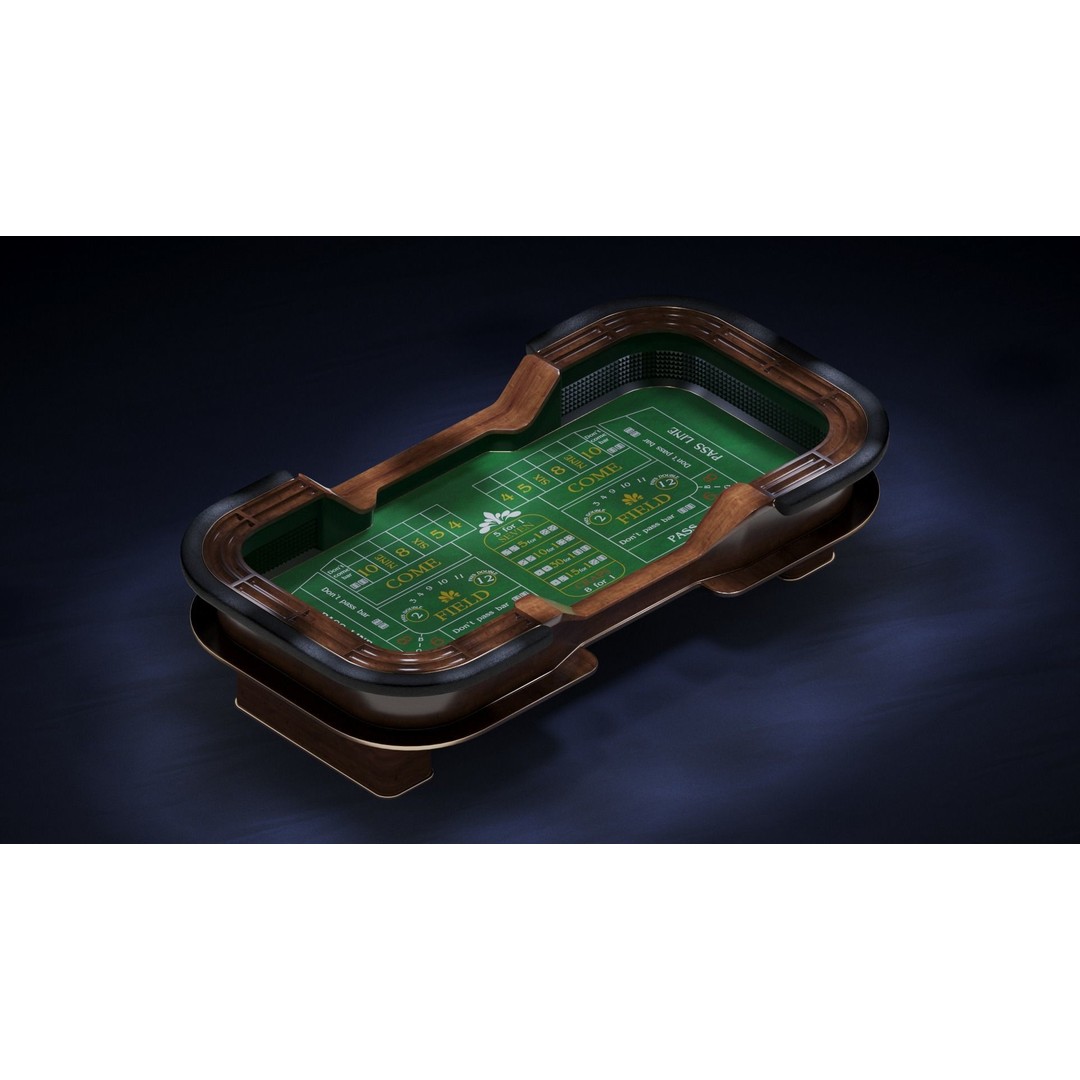 Craps Table 3D Model – Luxury Game Asset, FBX & OBJ Formats - View 9