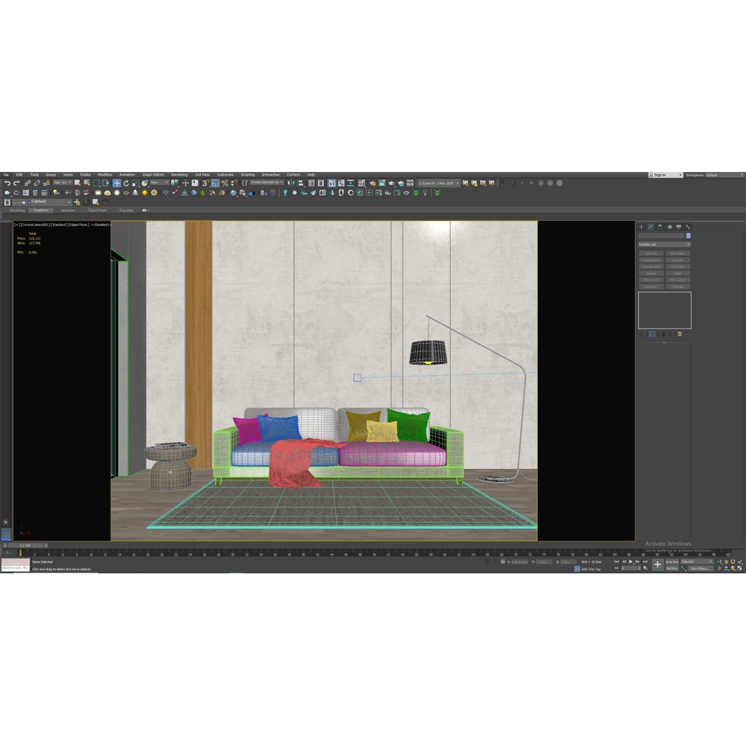Living Room 3D Model – Modern Interior Scene with Textures, FBX, OBJ - View 5