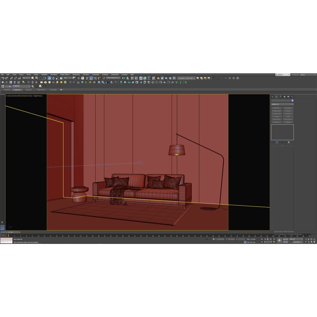 Living Room 3D Model – Modern Interior Scene with Textures, FBX, OBJ - View 6