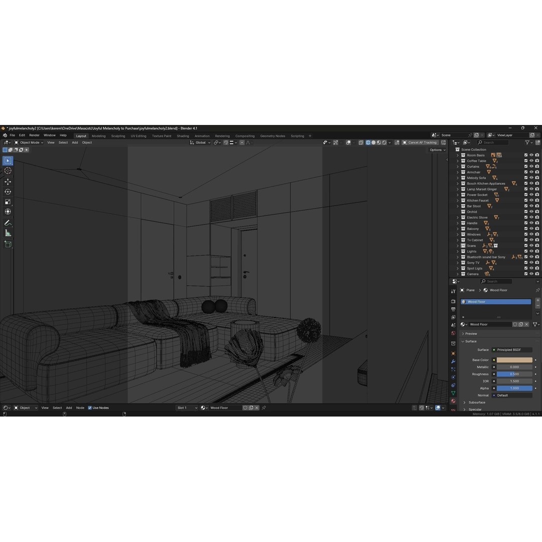 Joyful Melancholy 3D Model – Detailed Interior Scene for Blender - View 23