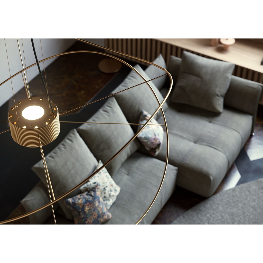 Pixels and Flowers Living Room 3D Model – Textured Interior Scene, Cinema 4D - View 4