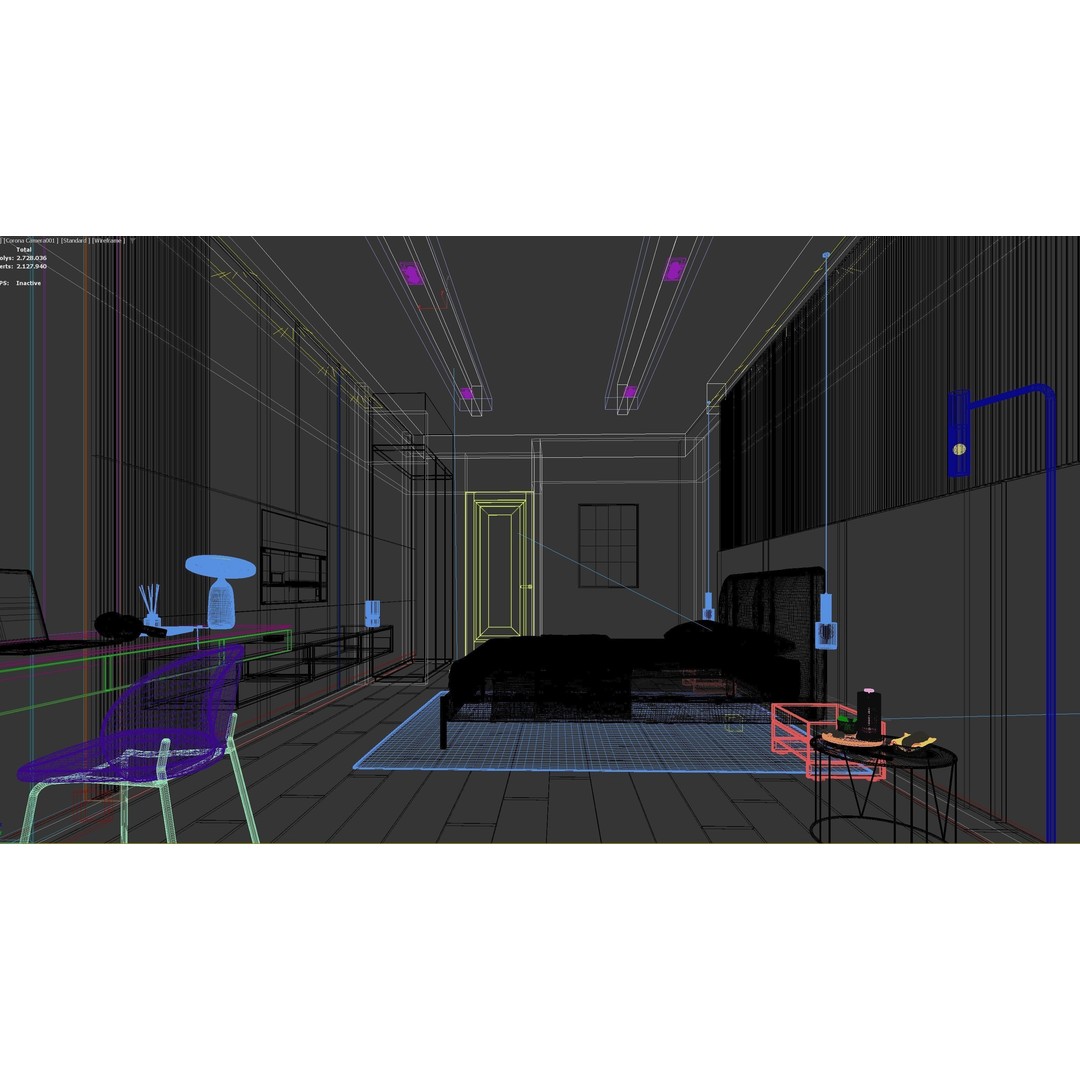 Hotel Room 3D Model – Modern Minimalist Interior, FBX