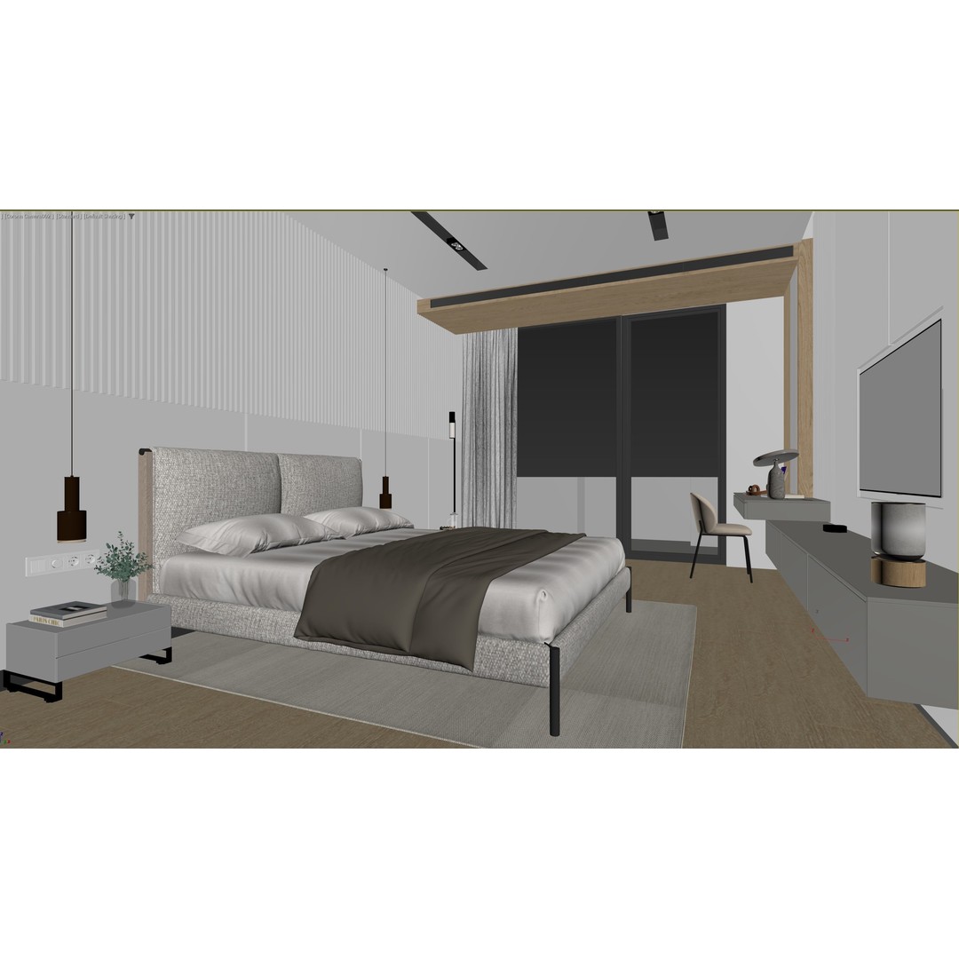 Hotel Room 3D Model – Modern Minimalist Interior, FBX - View 18