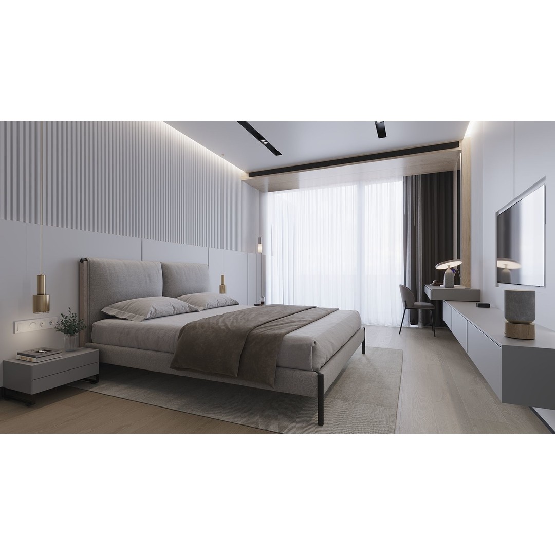 Hotel Room 3D Model – Modern Minimalist Interior, FBX - View 4
