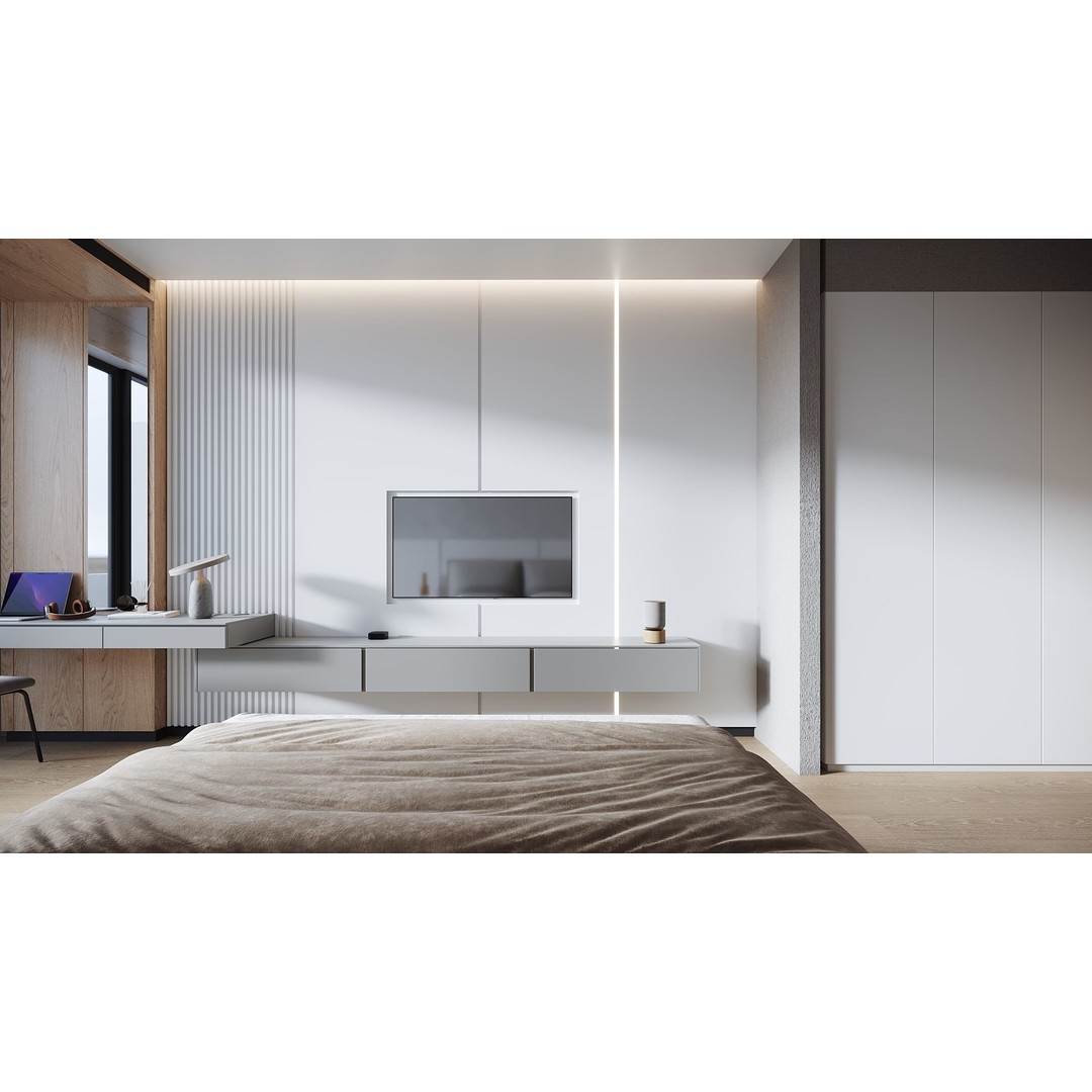 Hotel Room 3D Model – Modern Minimalist Interior, FBX - View 6