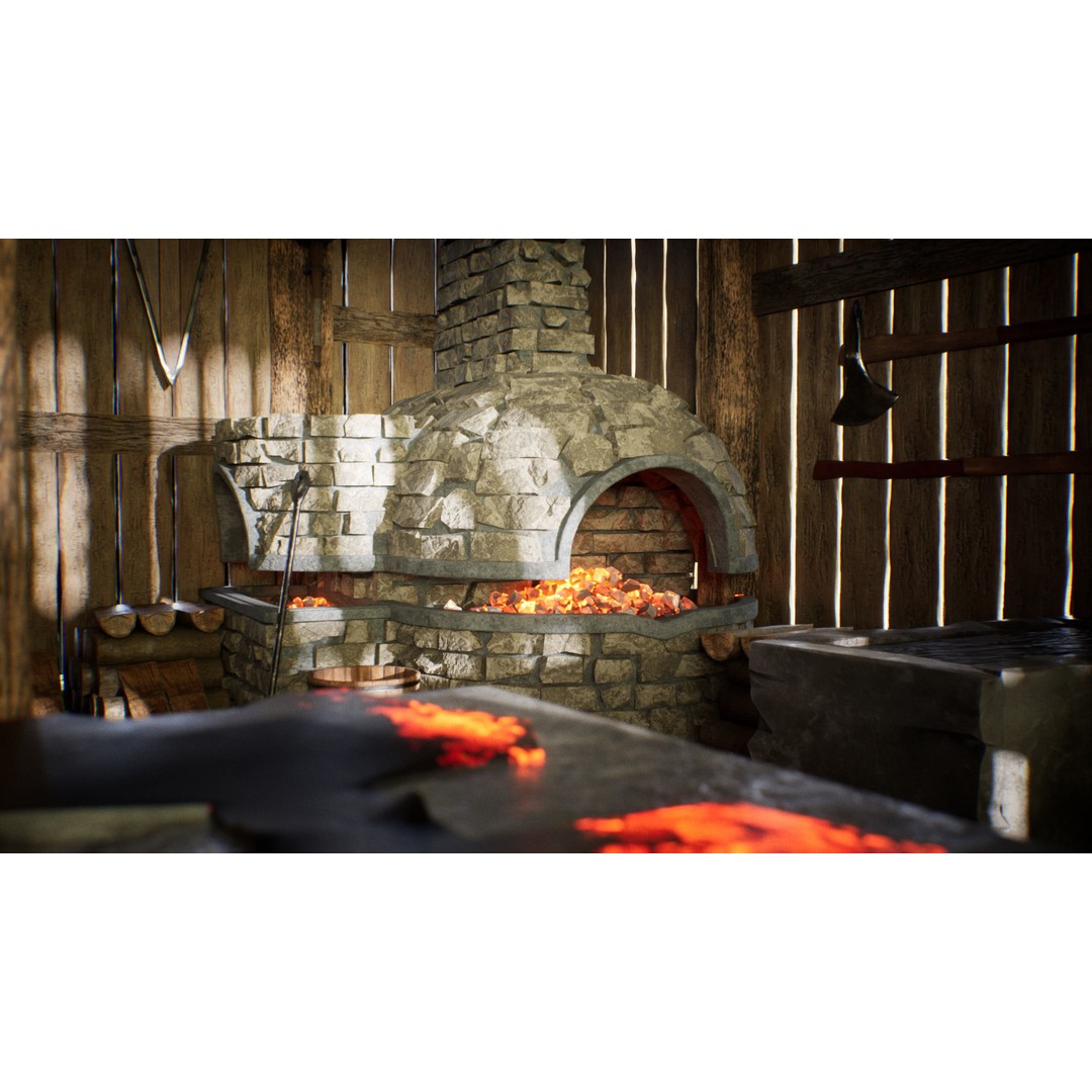 Medieval Blacksmith 3D Model – Low Poly Game Asset, FBX - View 14