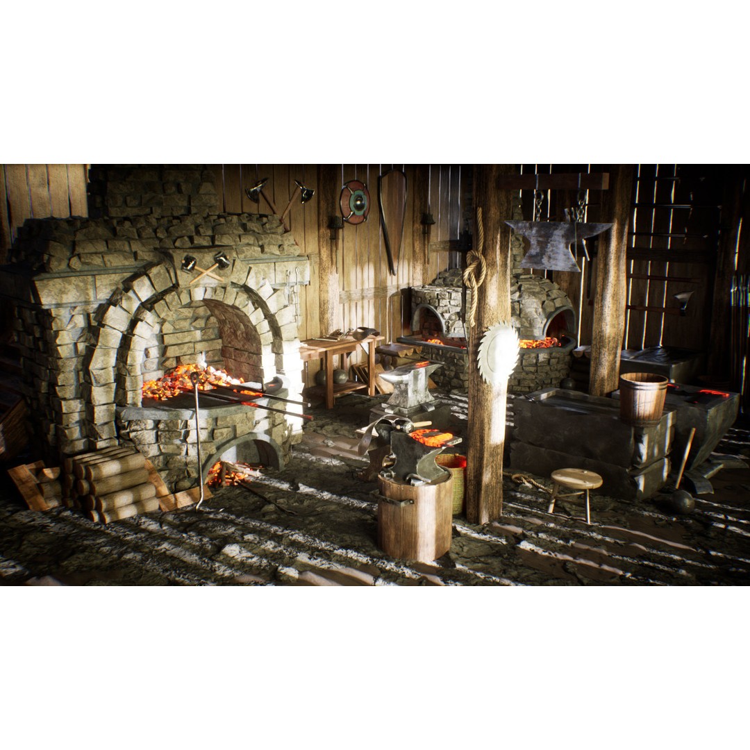 Medieval Blacksmith 3D Model – Low Poly Game Asset, FBX - View 16