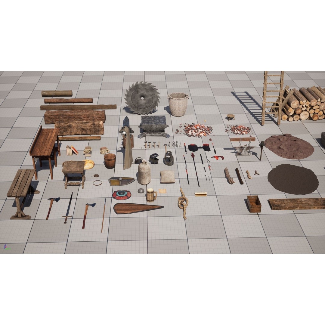 Medieval Blacksmith 3D Model – Low Poly Game Asset, FBX - View 18