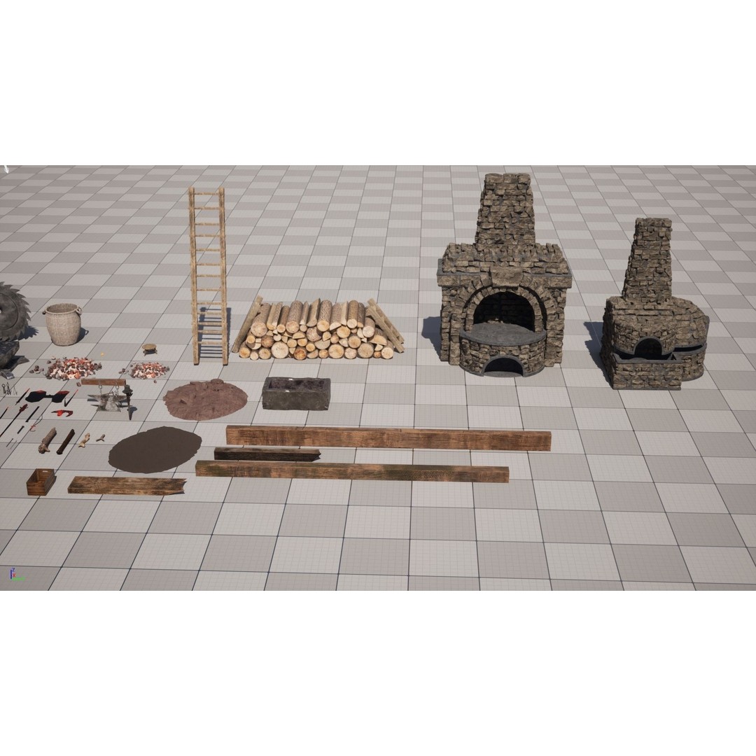 Medieval Blacksmith 3D Model – Low Poly Game Asset, FBX - View 19