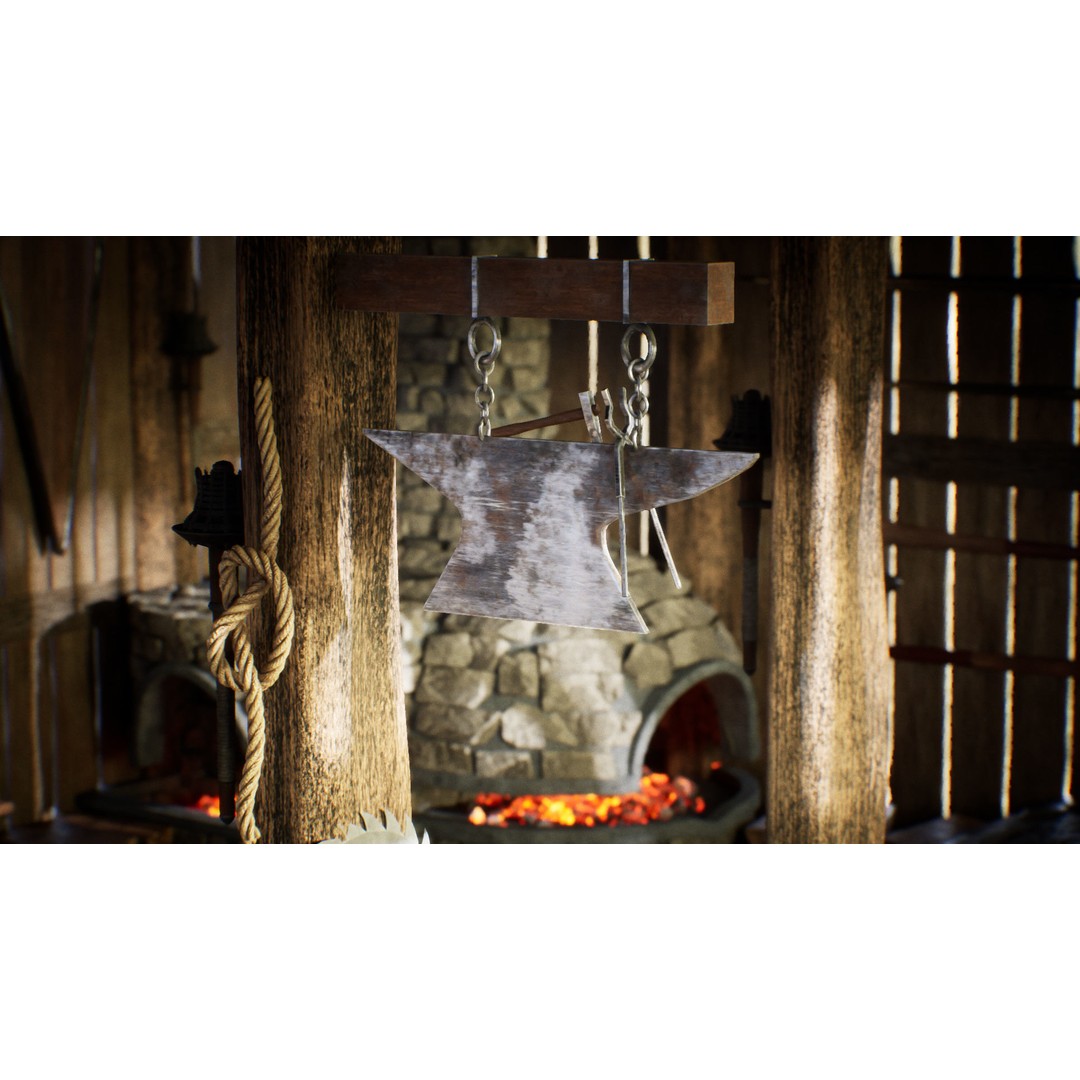 Medieval Blacksmith 3D Model – Low Poly Game Asset, FBX - View 4