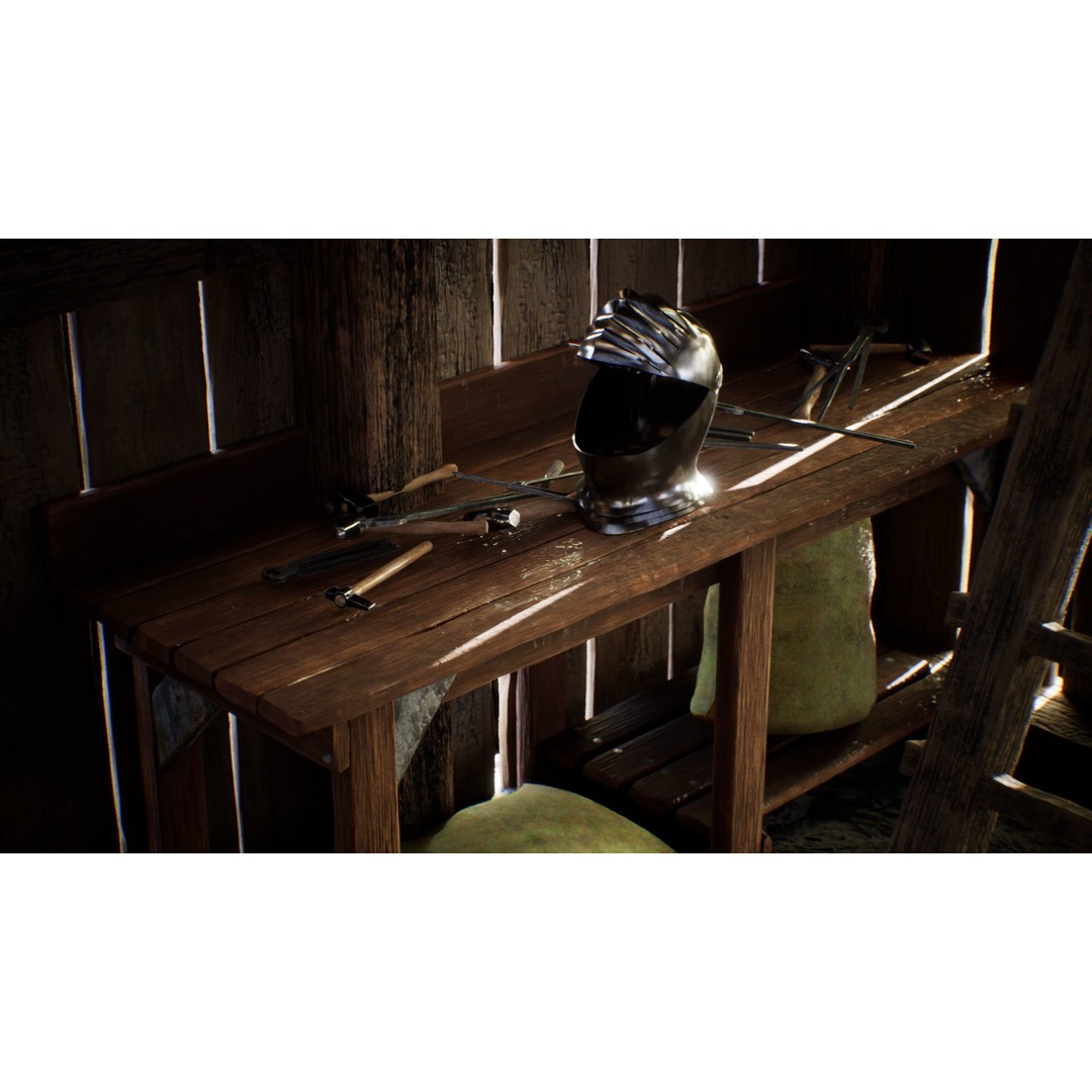 Medieval Blacksmith 3D Model – Low Poly Game Asset, FBX - View 8