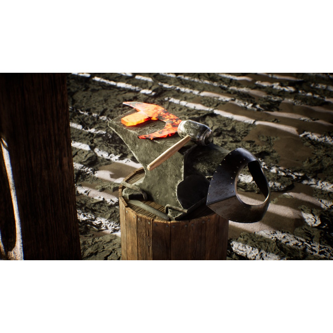 Medieval Blacksmith 3D Model – Low Poly Game Asset, FBX - View 9