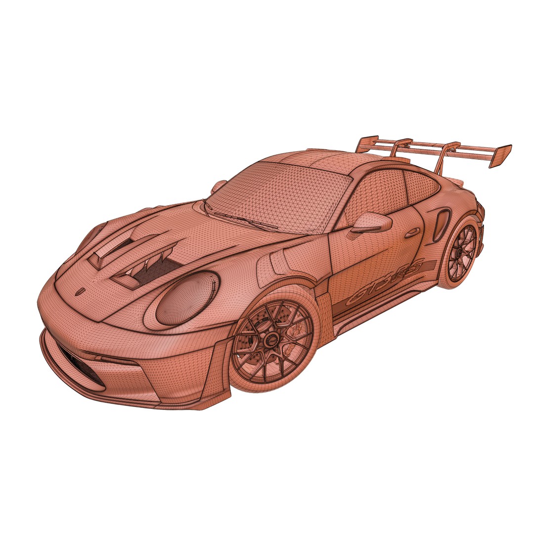 Porsche 992 GT3 RS 3D Model – High Poly Racing Car, PBR Textures, FBX