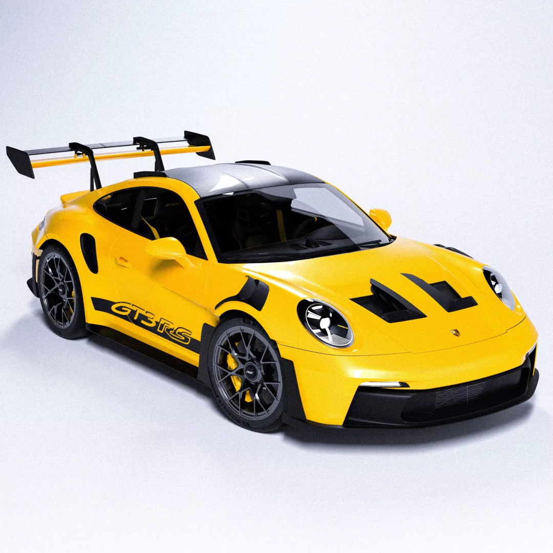 Porsche 992 GT3 RS 3D Model – High Poly Racing Car, PBR Textures, FBX - View 2