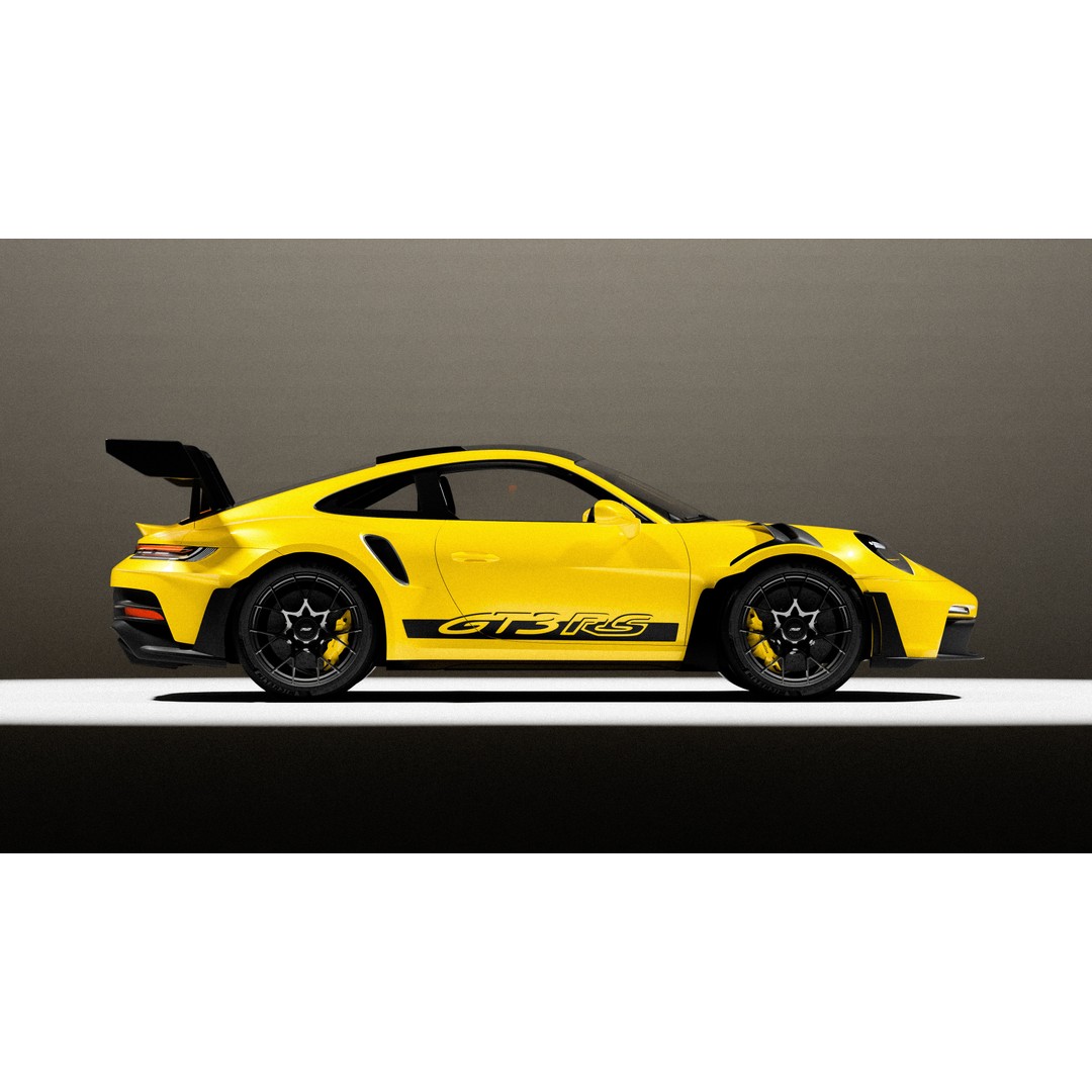 Porsche 992 GT3 RS 3D Model – High Poly Racing Car, PBR Textures, FBX - View 4