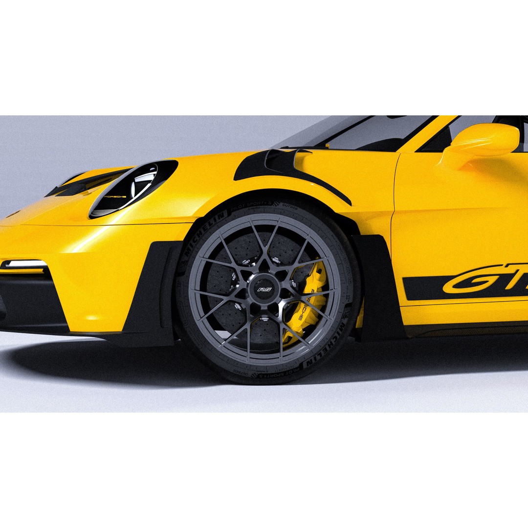 Porsche 992 GT3 RS 3D Model – High Poly Racing Car, PBR Textures, FBX - View 7
